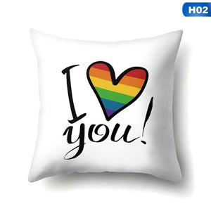 Pride Rainbow Pillow Case Peace & Be Strong Throw Cushion Cover Sofa Decoration