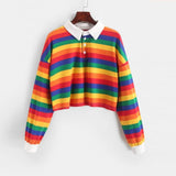 Rainbow Crop Top Sweatshirt Long Sleeve