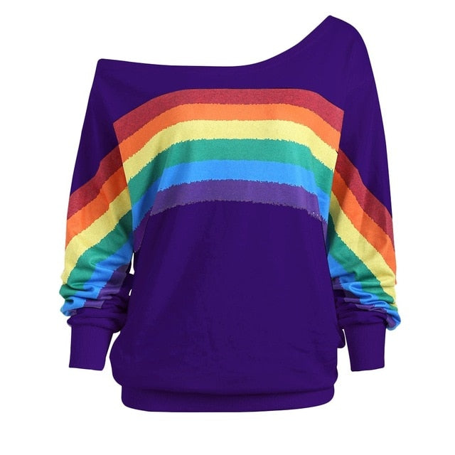 Rainbow Casual Long Sleeve Pullover